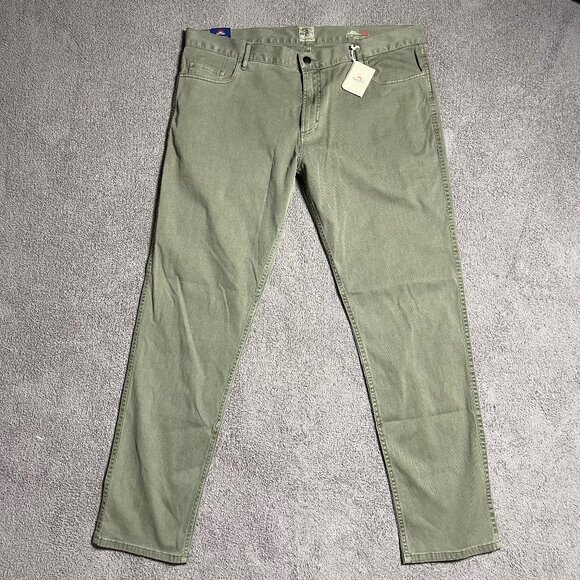 Faherty Comfort Twill 5 Pocket Organic Cotton Green Pants Men's Size 40x32 - Picture 1 of 11